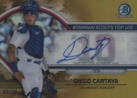 2023 Bowman Scouts' Top 100 #BTP10 Diego Cartaya Autograph-Gold Refractor Baseball Card