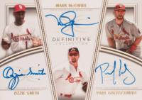 2022 Topps Definitive Definitive Trios Autographs #DTASMG Mark McGwire/Ozzie Smith/Paul Goldschmidt Baseball Card