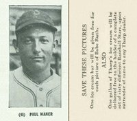 1928 Tharp's Ice Cream #45 Paul Waner Baseball Card