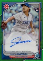 2024 Bowman Chrome Chrome Rookie Autographs #CRASI Shota Imanaga Green Refractor Baseball Card