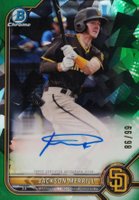 2022 Bowman Chrome Prospect Autographs #CPAJME Jackson Merrill Green Atomic Refractor Baseball Card