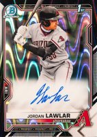 2021 Bowman Draft Chrome Draft Pick Autographs #CDAJLA Jordan Lawlar Black & White Raywave Refractor Baseball Card