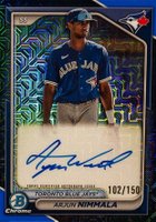 2024 Bowman Mega Box Chrome Bowman Prospect Mega Autographs #AN Arjun Nimmala Blue Refractor Baseball Card