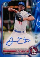 2022 Bowman Chrome Prospect Autographs #CPAGS Gavin Stone Blue Raywave Refractor Baseball Card