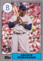 2022 Topps 1987 Topps Baseball 35th Anniversary #T87-69 Jackie Robinson Platinum 1/1 Baseball Card