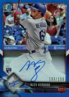 2018 Bowman Chrome Rookie Autograph #BCRAAV Alex Verdugo Blue Refractor Baseball Card