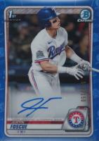 2020 Bowman Draft Chrome Draft Picks Autographs #CDAJF Justin Foscue Blue Refractor Baseball Card