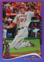 2014 Topps Chrome #1 Mike Trout Sliding-Purple Refractor Baseball Card