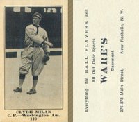 1916 Wares #120 Clyde Milan Baseball Card