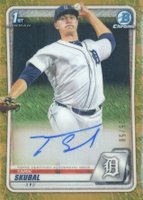 2020 Bowman Chrome Prospect Autographs #CPATS Tarik Skubal Gold Shimmer Baseball Card