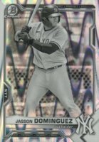 2021 Bowman Draft #BDC77 Jasson Dominguez Chrome-Black & White Raywave Refractor Baseball Card