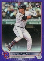 2022 Topps Chrome Update #USC85 Steven Kwan Purple Refractor Baseball Card