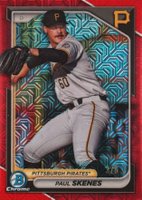 2024 Bowman Mega Box Chrome Prospects #125 Paul Skenes Red Refractor Baseball Card