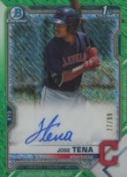 2021 Bowman Chrome Prospect Autographs #CPAJT Jose Tena Green Shimmer Refractor Baseball Card