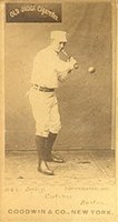 1887 Old Judge #112-4b Con Daley Strike-bat over L/shoulder-Catcher, Boston Baseball Card