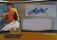 2012 Bowman Platinum Jumbo Relic Autograph #AJRGC Gerrit Cole Baseball Card
