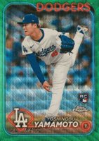 2024 Topps Chrome #18 Yoshinobu Yamamoto Green Wave Baseball Card