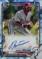 2021 Bowman Chrome Sapphire Edition Autographs #BSPAJR Johan Rojas Aqua Baseball Card