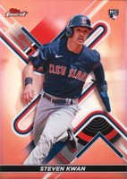 2022 Topps Finest #30 Steven Kwan Rose Gold Refractor Baseball Card
