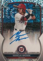 2023 Bowman Draft Chrome Prospect Autograph #CDAMBR Marcus Brown Sparkle Refractor Baseball Card