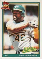 1991 Topps Tiffany #144 Dave Henderson Baseball Card