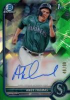 2022 Bowman Chrome Prospect Autographs #CPAAT Andy Thomas Green Atomic Refractor Baseball Card