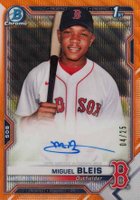 2021 Bowman Chrome Prospect Autographs #CPAMBL Miguel Bleis Orange Wave Refractor Baseball Card