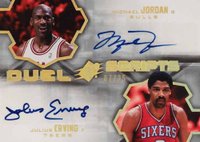2007 SPx Dual Scripts #DS-JE Julius Erving/Michael Jordan Basketball Card