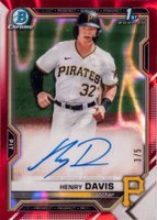 2021 Bowman Draft Chrome Draft Pick Autographs #CDAHD Henry Davis Red Lava Refractor Baseball Card