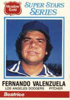 1986 Meadow Gold Statistic Back Perforated #1 Fernando Valenzuela Baseball Card