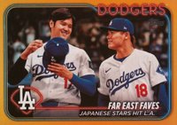 2024 Topps Update #US13 Shohei Ohtani/Yoshinobu Yamamoto Gold Rainbow Foil Baseball Card