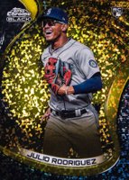 2022 Topps Chrome Black #10 Julio Rodriguez Gold Mini Diamond Refractor Baseball Card