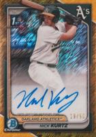 2024 Bowman Draft Chrome Prospect Autographs #CPANK Nick Kurtz Gold Shimmer Baseball Card