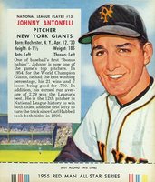 1955 Red Man Tobacco #13 Johnny Antonelli Baseball Card