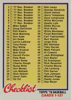 1978 Topps #74 Checklist (1-121) Baseball Card