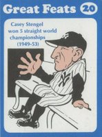 1972 Laughlin Great Feats #20 Casey Stengel Blue Border Baseball Card