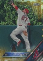 2016 Topps Chrome #1 Mike Trout Jumping-Gold Refractor Baseball Card