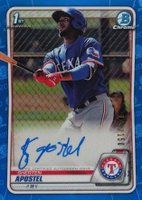 2020 Bowman Chrome Prospect Autographs #CPASA Sherten Apostel Blue Refractor Baseball Card