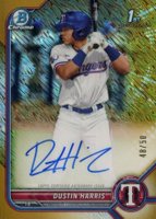 2022 Bowman Chrome Prospect Autographs #CPADHR Dustin Harris Gold Shimmer Refractor Baseball Card