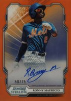 2019 Bowman Sterling Prospect Autographs #RM Ronny Mauricio Orange Refractor Baseball Card