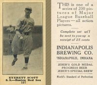 1916 Indianapolis Brewing #157 Everett Scott Baseball Card