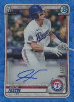 2020 Bowman Draft Chrome Draft Picks Autographs #CDAJF Justin Foscue Blue Wave Refractor Baseball Card