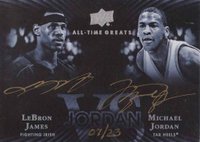 2013 Upper Deck All-Time Greats Jordan vs. Signatures #JVSLJ LeBron James/Michael Jordan Basketball Card
