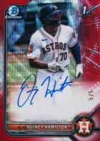 2022 Bowman Chrome Prospect Autographs #CPAQH Quincy Hamilton Red Wave Refractor Baseball Card