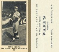 1916 Wares #12 Zinn Beck Baseball Card