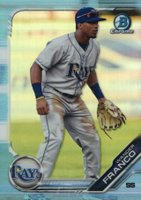 2019 Bowman Draft #BDC93 Wander Franco Chrome-Fielding-Sky Blue Refractor Baseball Card