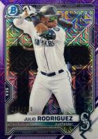 2021 Bowman Mega Box Chrome #BCP86 Julio Rodriguez Purple Refractor Baseball Card