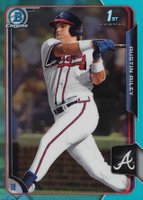 2015 Bowman Draft #157 Austin Riley Chrome-Sky Blue Refractor Baseball Card