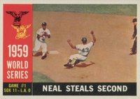 1960 Topps #385 World Series Game #1 Neal steals Second Baseball Card