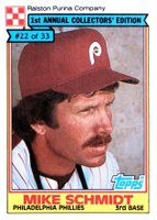 1984 Ralston Purina Hand Cut #22 Mike Schmidt Baseball Card